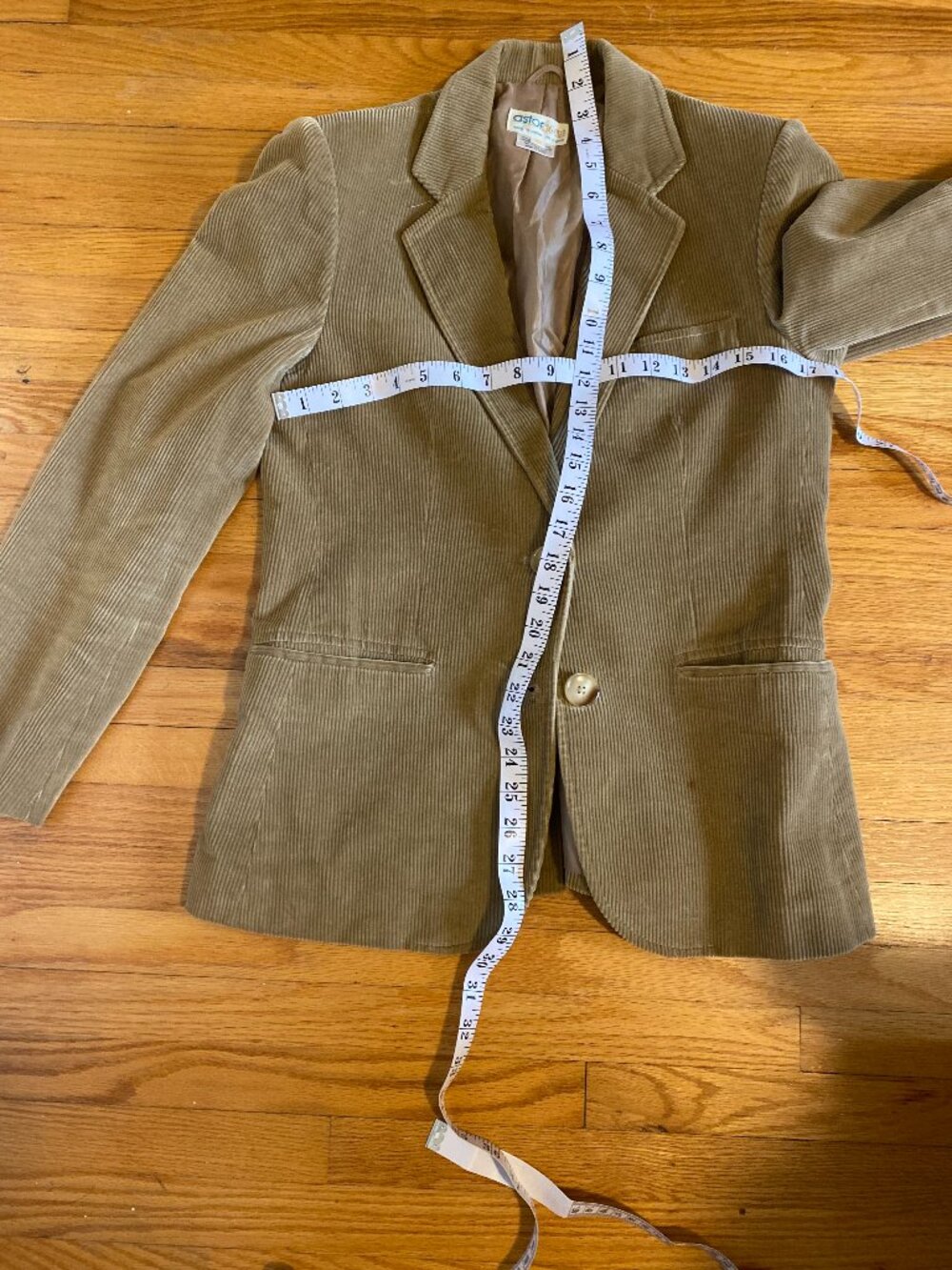 JAPAN Vintage 70s Astor One Camel Corduroy Blazer Jacket Elbow Patche-  Size 10